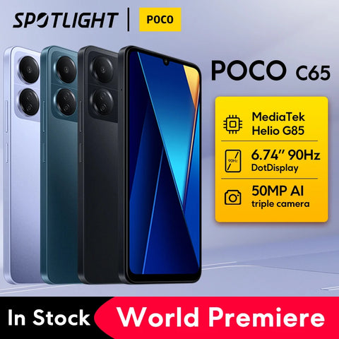 POCO C65 Global Version 6GB + 128GB/8Go + 256Go, MediaTek Helio G85 6.74", Résolution affichage 90Hz, 50MP Triple Camera, batterie 5000mAh, NFC
