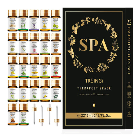 Aromathérapie SPA TREINGI –Huiles essentielles, humidificateur, 22x5mL