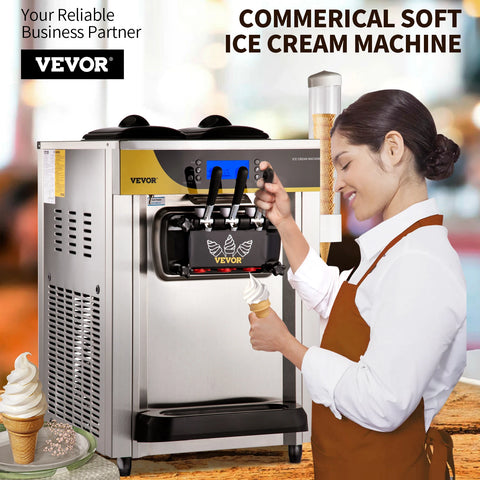 Machine VEVOR à crème glacée automatique, électrique, 22-30 L/H
