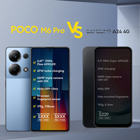 POCO M6 Pro 8Go RAM + 256Go ROM ou 12Go RAM + 512Go ROM, Helio G99 Ultra, résolution 120Hz, écran AMOLED 6.67", 64MP Camera, 67W Turbo, NFC