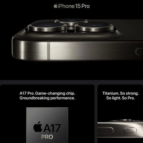 Apple iPhone 15 Pro, 2023 Original, 8 Go de RAM, 128 Go de ROM, 5G, Caméra 48MP, puce bionique A17 Pro, NFC, 120Hz écran 6.1 pouces, Super Retina XDR