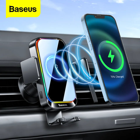 Support BASEUS de téléphone de voiture infrarouge 15W QI, chargeur sans fil pour iPhone, Xiaomi, Samsung, Huwaei support de voiture, charge rapide, contrôle facile