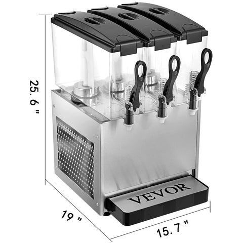 Machine VEVOR distributeur Commercial de boissons froides glacés 3x12L