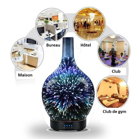 Aromathérapie-Vase diffuseur d'huiles essentielles 7 couleurs en 3D