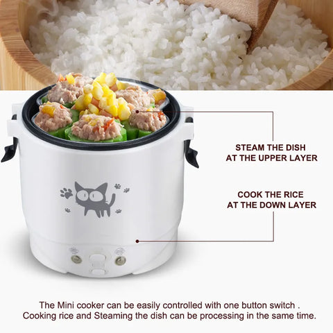 Marmite Mini cuiseur à riz électrique portable anti-adhésif, voiture